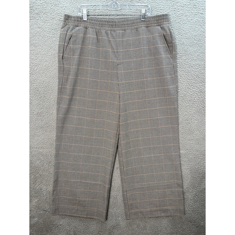 Time And Tru‎ Pants Womens 2XL XXL Black White Plaid Relaxed Wide Leg Careerwear